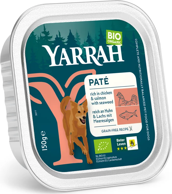Yarrah Bio Hondenvoer Paté Kip & Zalm 150 gr