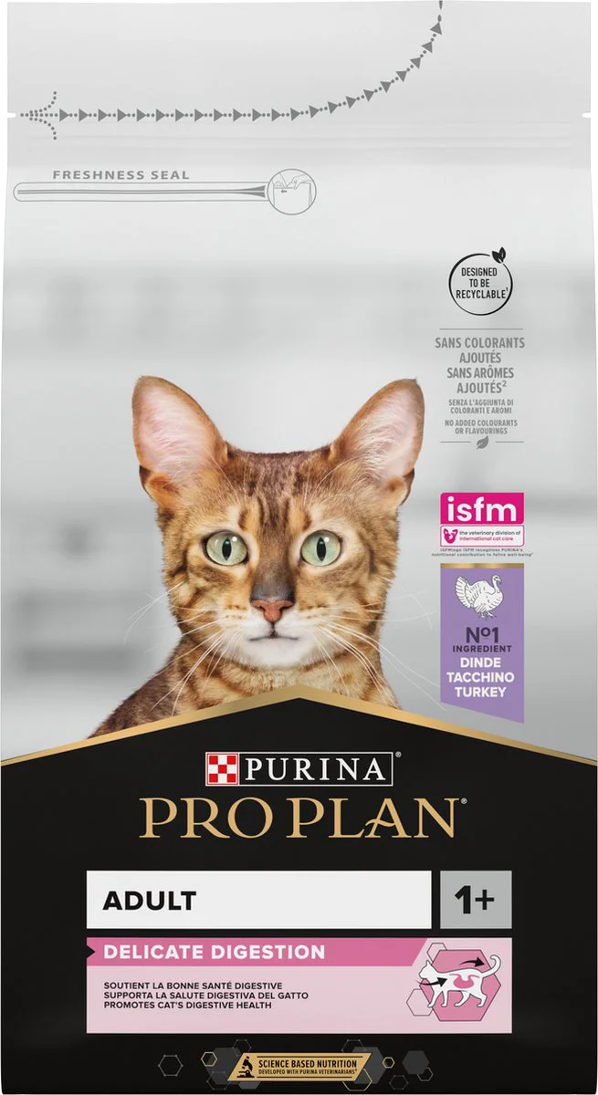 6x Pro Plan Kattenvoer Droog Adult Delicate Digestion Kalkoen 1,5 kg