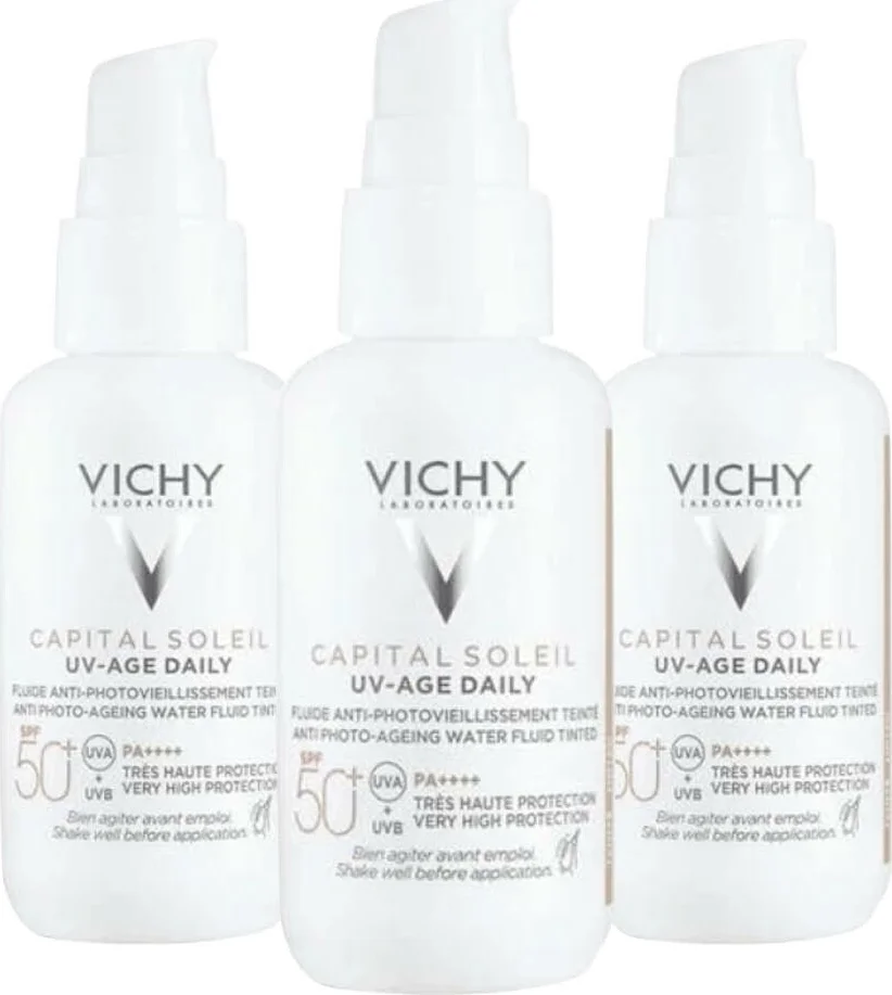 3x Vichy Capital Soleil UV-Age Dagelijkse SPF 50+ Getint 40 ml
