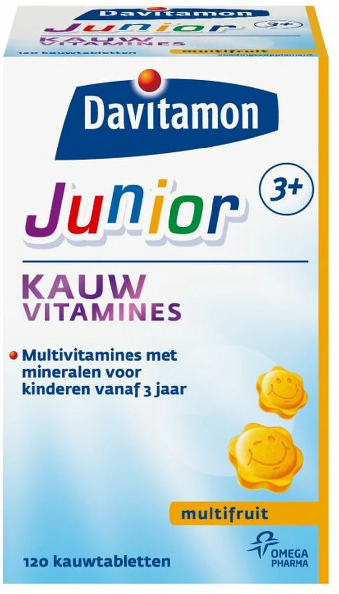 2x Davitamon Junior 3+ Multivruchten 120 kauwtabletten