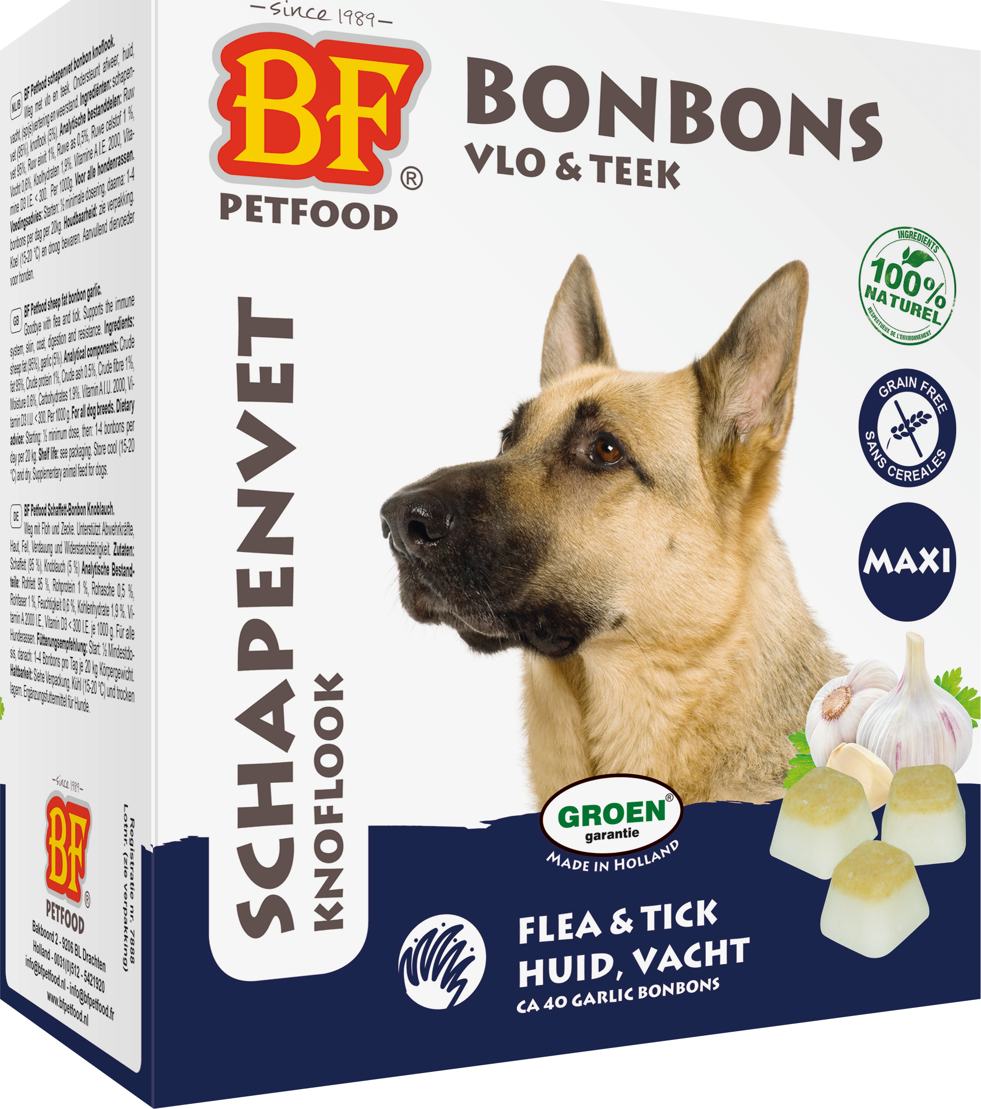 BF Petfood Schapenvet Maxi Bonbons Knoflook 40 stuks