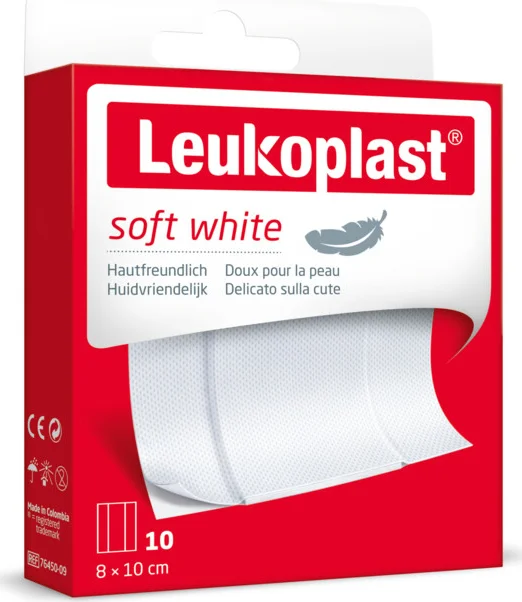 10x Leukoplast Wondpleisters Zacht 8 x 10 cm Soft White 10 stuks
