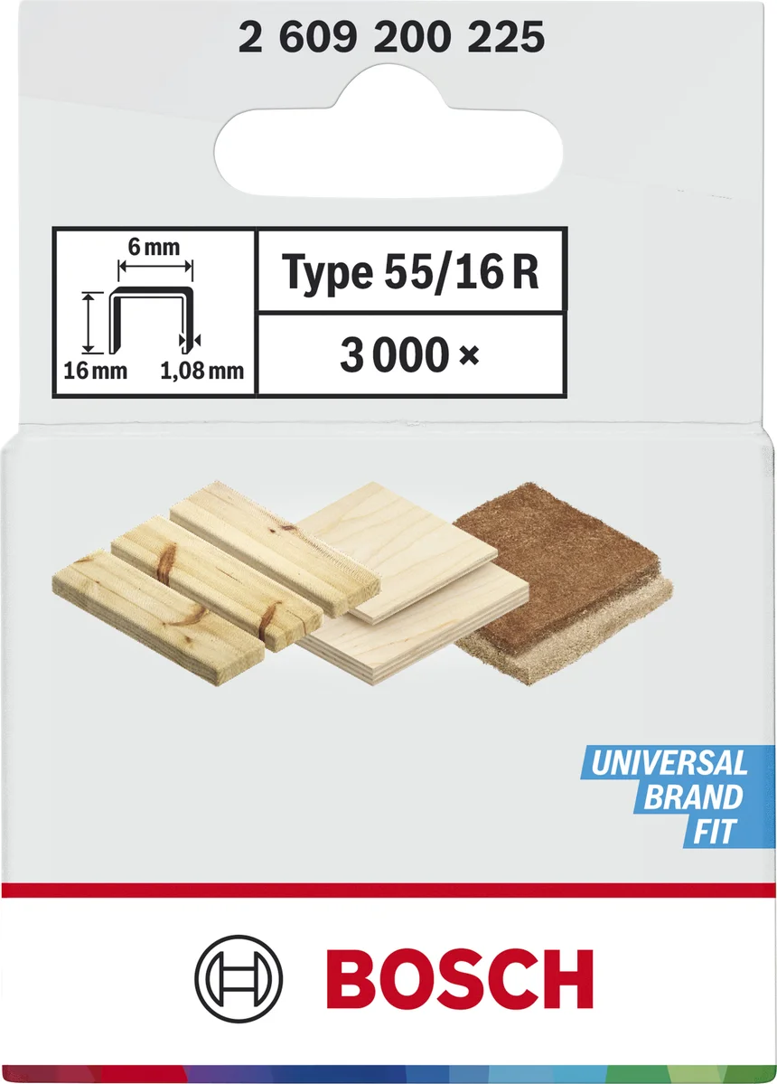 Bosch Professional Nieten type 55 | 16 mm | 6,0 x 1,08 mm | 3000 stuks - 2609200225