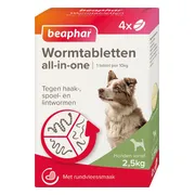 Beaphar All-in-one Ontworming Tabletten Hond 2,5 - 40 kg 4 tabletten