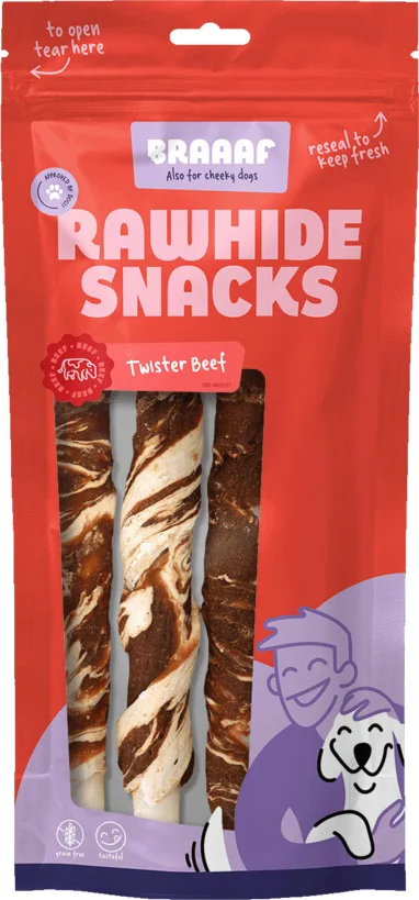 10x Braaaf HondensnackTwister Vlees - Vis 180 gr