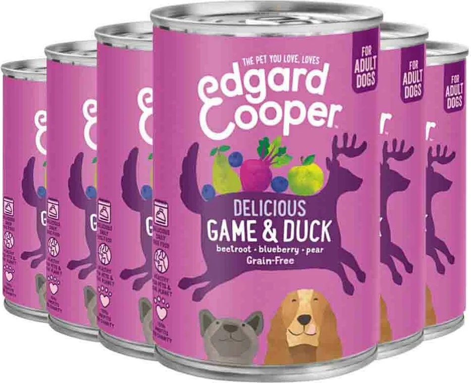 6x Edgard & Cooper Blik Vers Vlees Hondenvoer Wild - Eend 400 gr