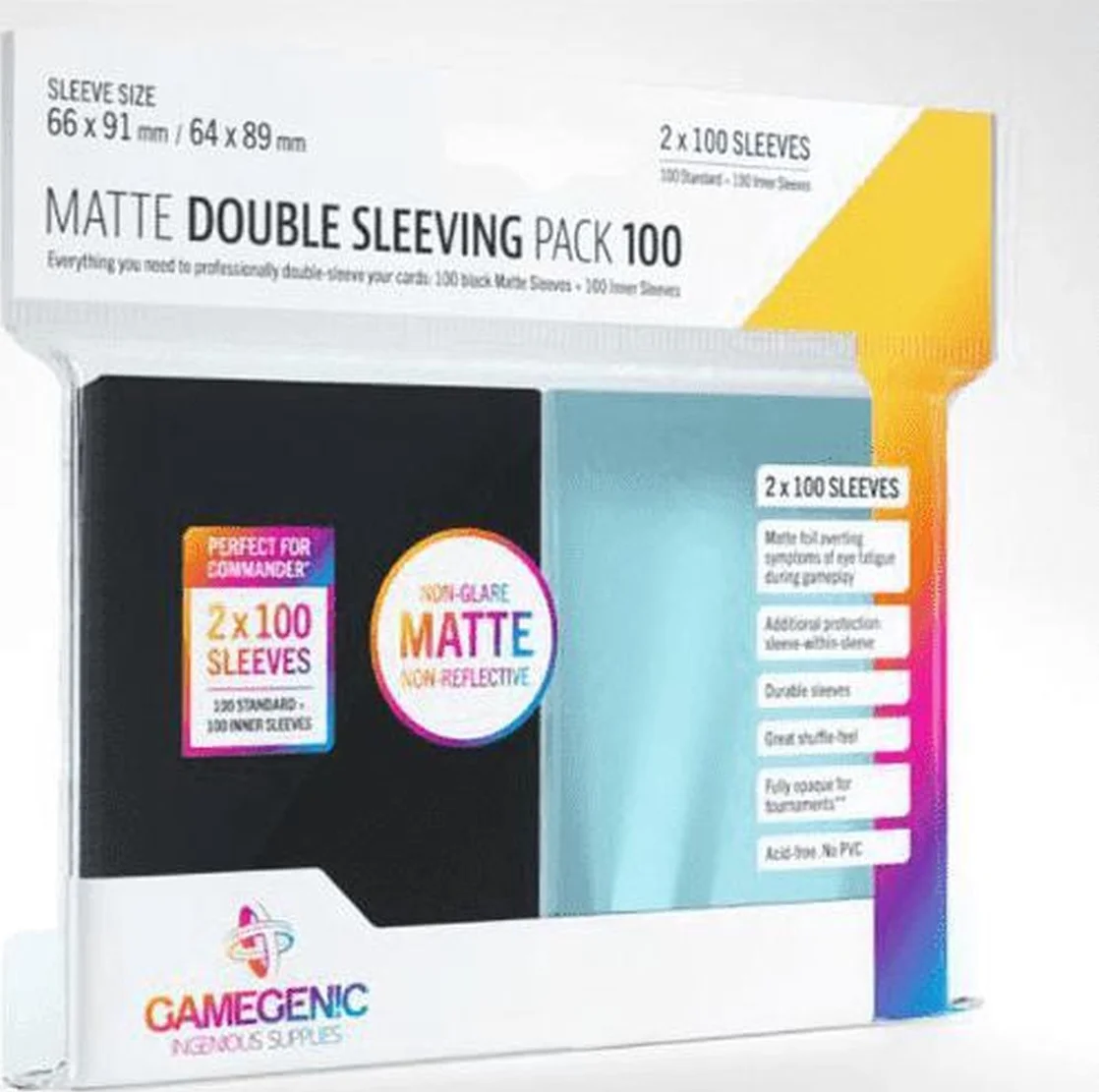 Gamegenic: Matte Double Sleeving Pack Clear/Black (2x100 Sleeves)