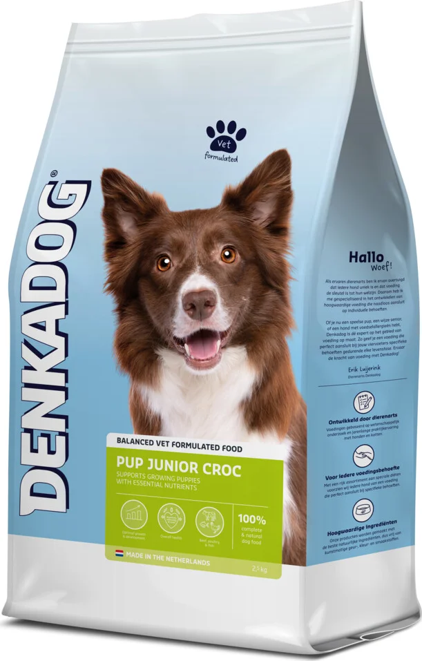 4x Denkadog Hondenvoer Pup/Junior Croc 2,5 kg