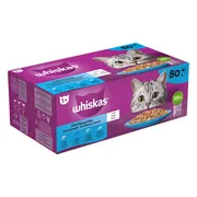 Whiskas Adult 1+ Kattenvoer Nat Maaltijdzakjes Multipack Vis Selectie in Gelei 80x85 gr