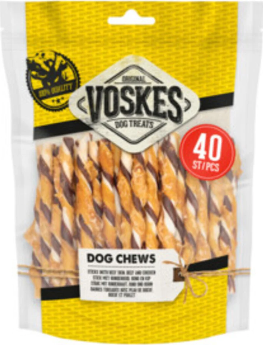 Voskes Hondensnack Rawhide Sticks Kip - Rund 400 gr