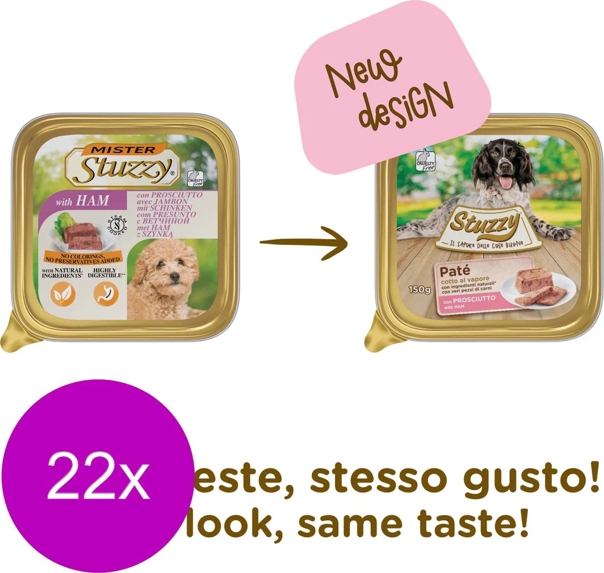 22x Stuzzy Hondenvoer Paté Ham 150 gr