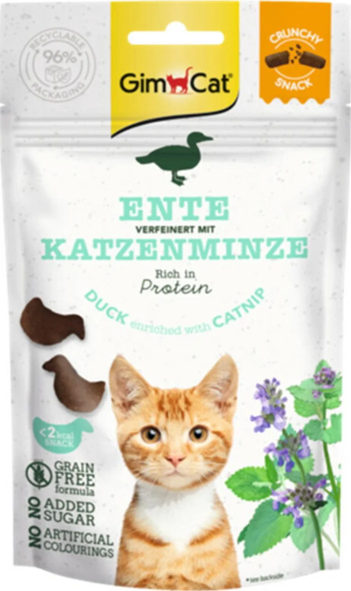 12x GimCat Crunchy Kattensnack Eend & Catnip 50 gr