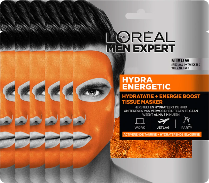 6x L'Oréal Men Expert Hydra Energetic Gezichtsmasker
