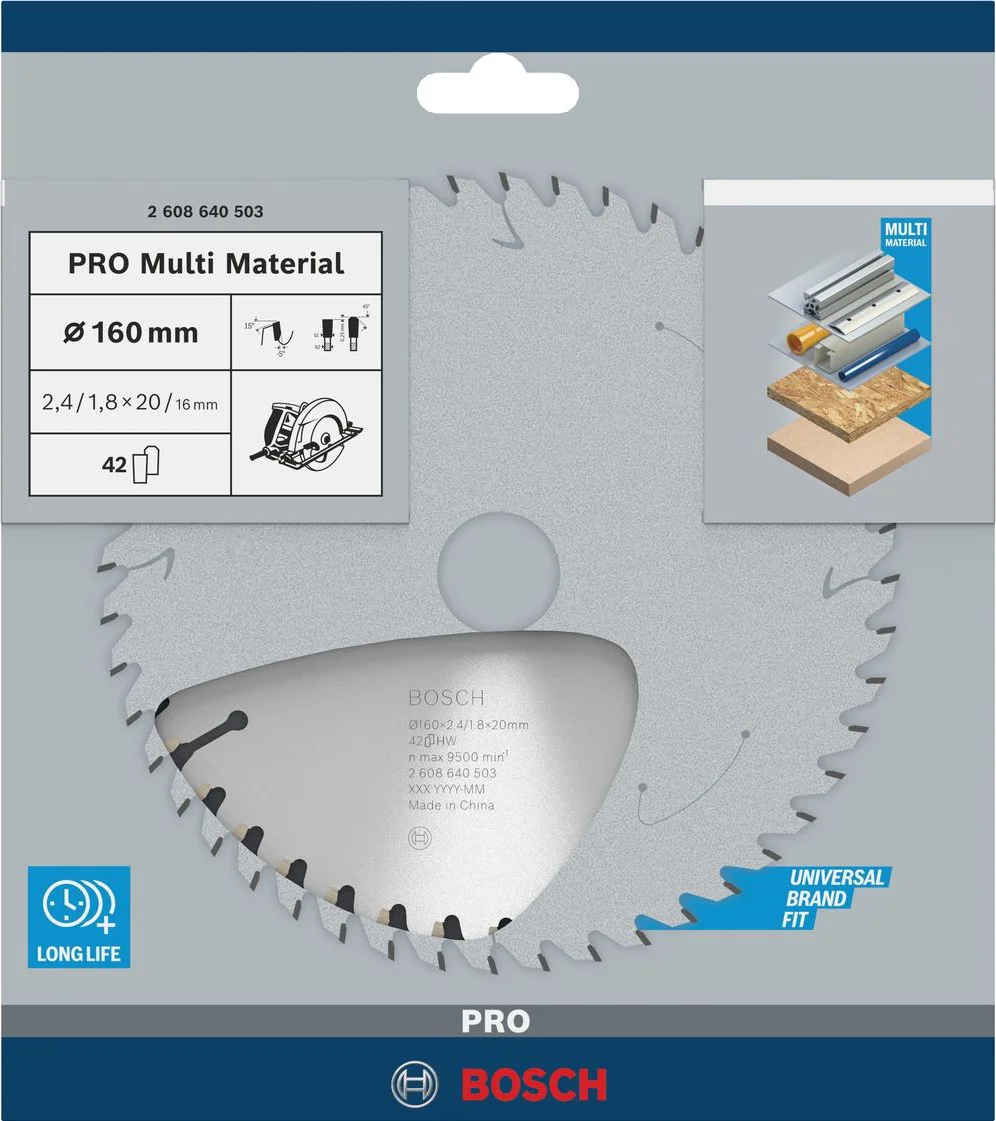 Bosch Professional Cirkelzaagblad PRO Multi Material | Ø 305 x 3,2 x 30mm 80T - 2608640452