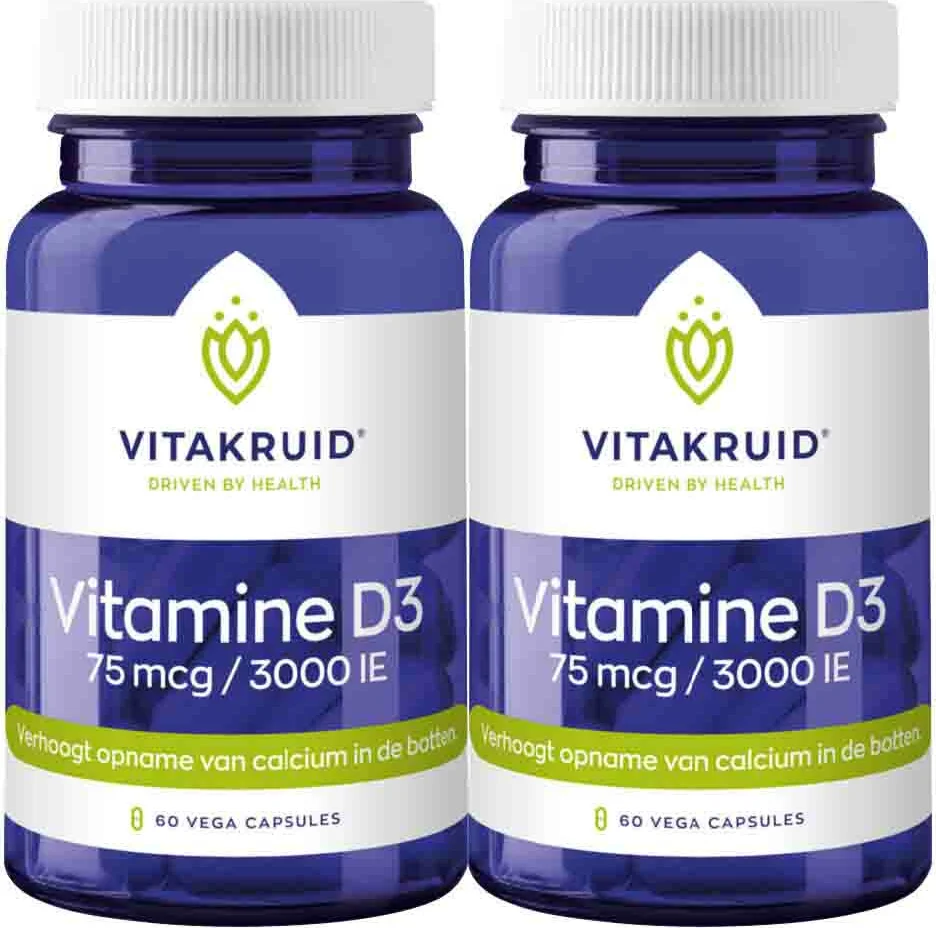 2x Vitakruid Vitamine D3 75 Mcg 3000Ie 60 vegacapsules