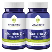 2x Vitakruid Vitamine D3 75 Mcg 3000Ie 60 vegacapsules
