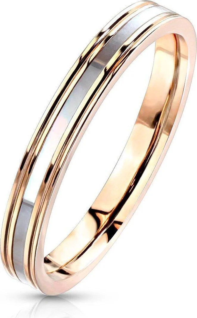Ring Dames - Ringen Dames - Ringen Vrouwen - Rosé Goudkleurig - Gouden Kleur - Ring - Met Middenstuk van Parel - Pearl