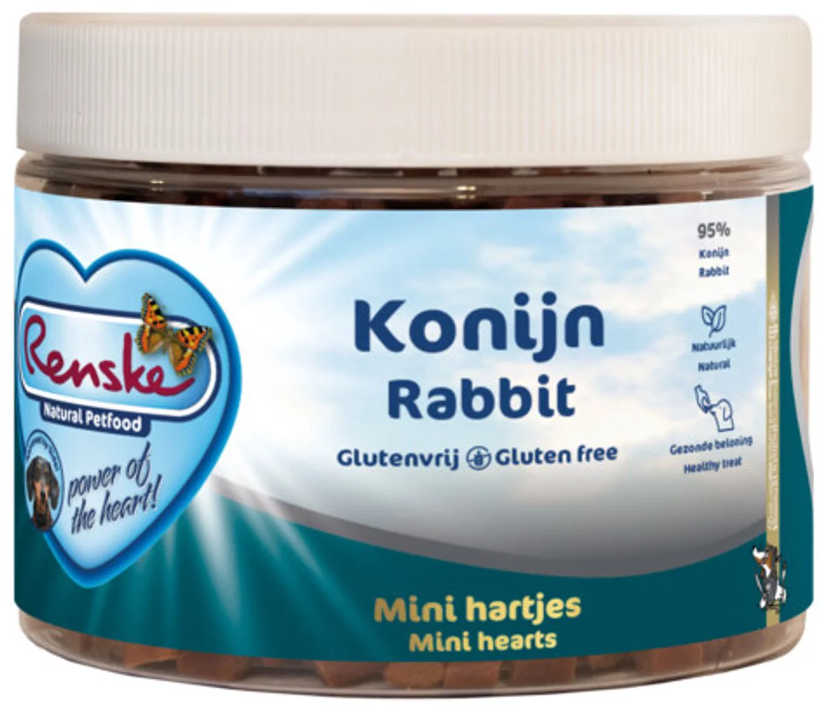 6x Renske Gezonde Beloning Mini Hartjes Hondensnack Konijn 300 gr