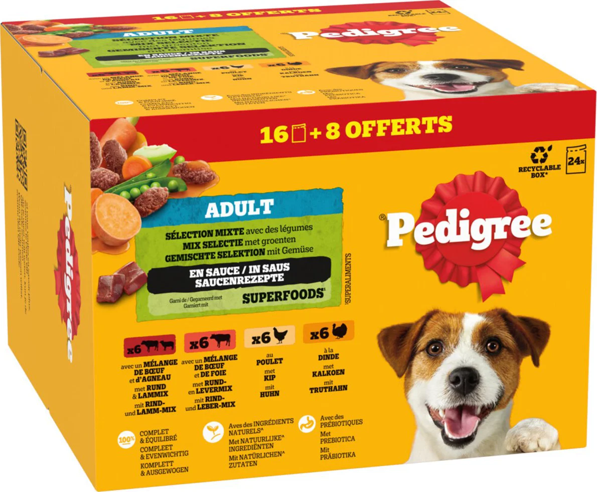 Pedigree Hondenvoer Nat Adult Selectie in Saus Multipack 24x100 gr