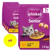 6x Whiskas 7+ Adult Katten Droogvoer Kip 1,9 kg