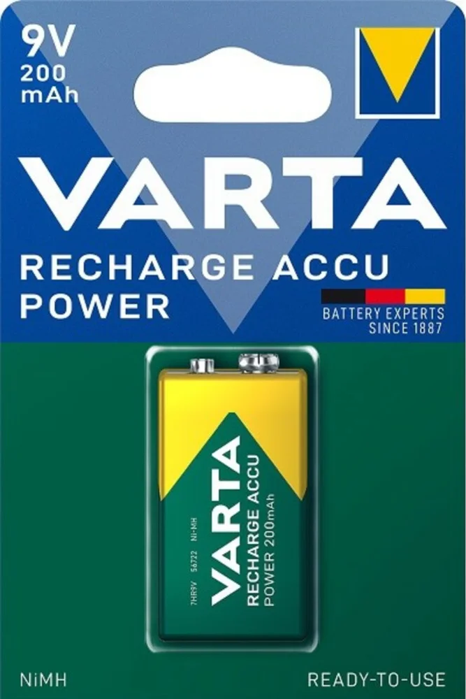Varta Recharge Accu Power Oplaadbare Batterijen 9V 200mAh