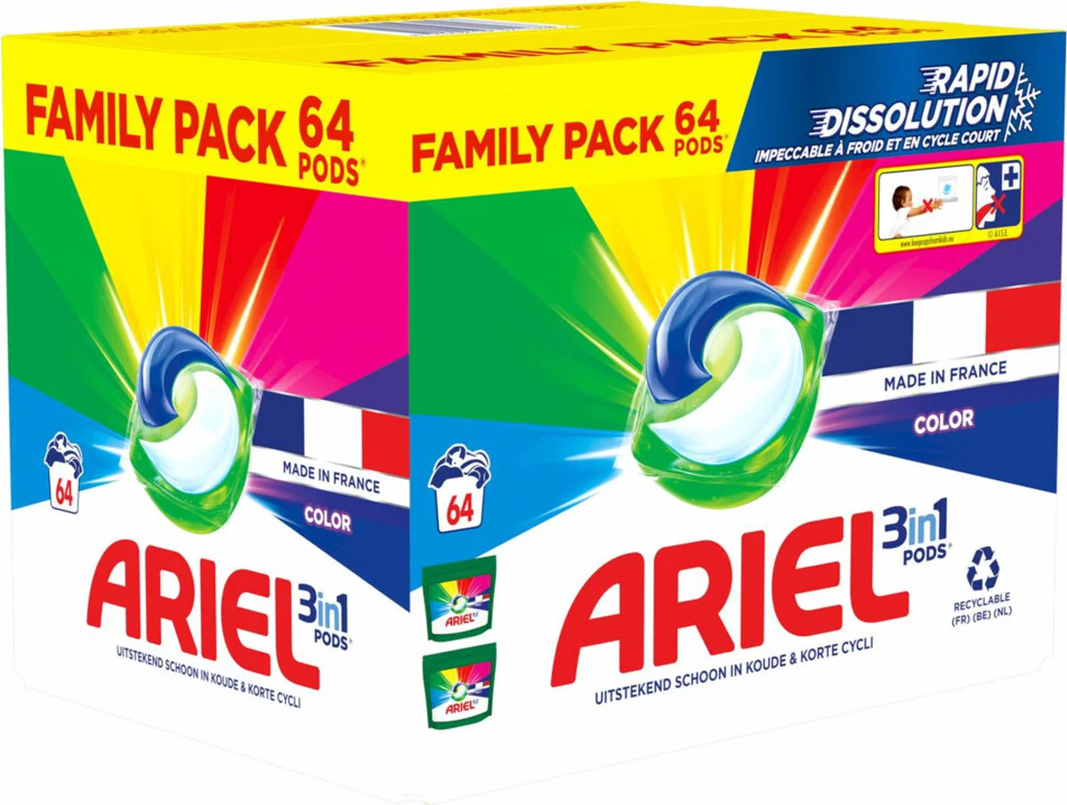 Ariel 3in1 Wasmiddel Pods Color 64 stuks