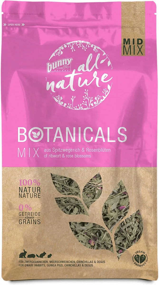 Bunny Nature Botanicals Konijnensnack Weegbree - Rozenbloesem 120 gr