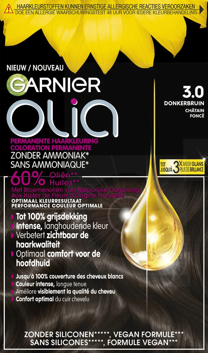 Garnier Olia Permanente Crèmekleuring 3.0 Donkerbruin