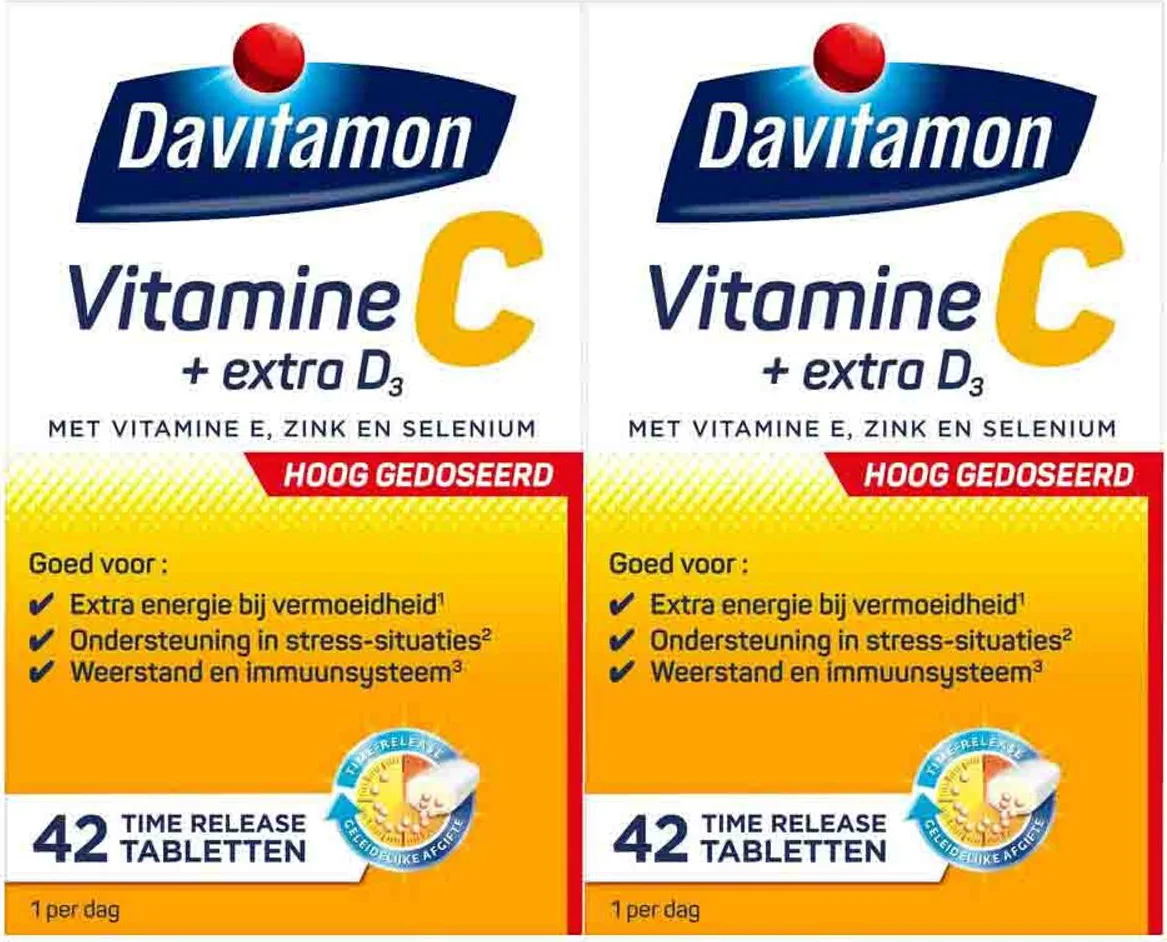 2x Davitamon Vitamine C Hoog Gedoseerd + Extra D3 42 tabletten