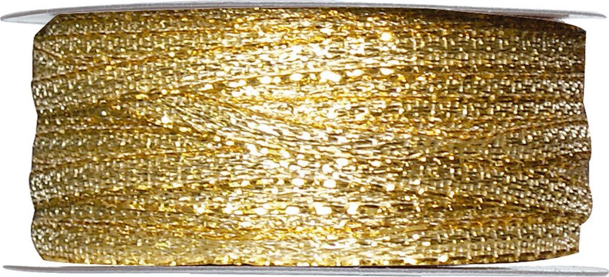 1x Hobby/decoratie metallic gouden sierlinten 3 mm x 25 meter - Kerst - Cadeaulinten draden/touwen - Verpakkingsmateriaal