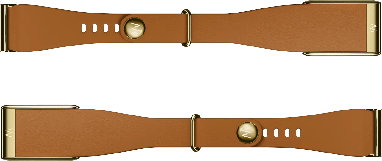 WHOOP 5.0 LeatherLuxe Tapered Band Bruin/Goud S/M