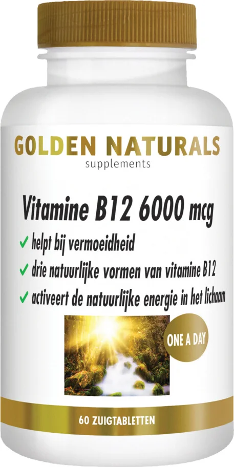 2x Golden Naturals Vitamine B12 6000mcg Vegan 60 zuigtabletten