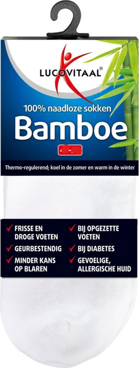 Lucovitaal Bamboe Enkelsok Wit Maat 39-42 1 paar