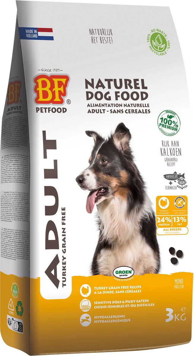 BF Petfood Adult Graanvrij Hondenvoer Kalkoen 3 kg
