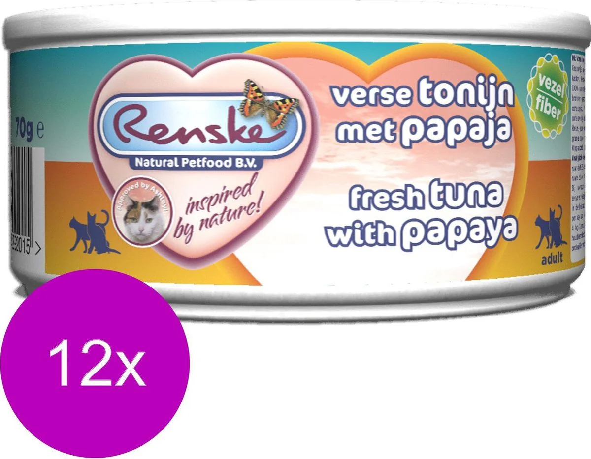24x Renske Vezel Kattenvoer Nat Tonijn - Zalm 70 gr