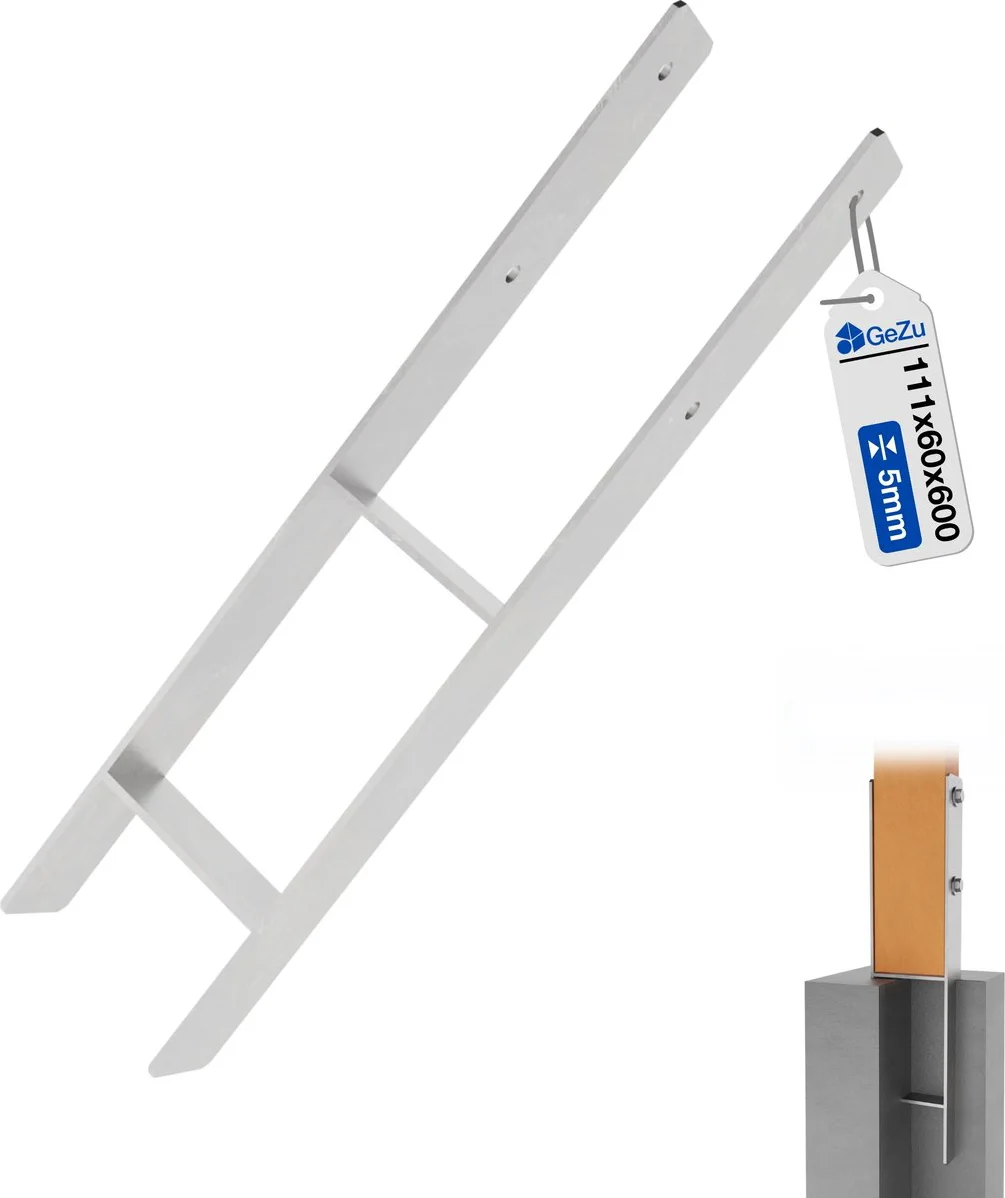 GeZu Impex H Paalhouder 111 x 600 mm Thermisch Verzinkt anker paaldrager paalanker paalsteun