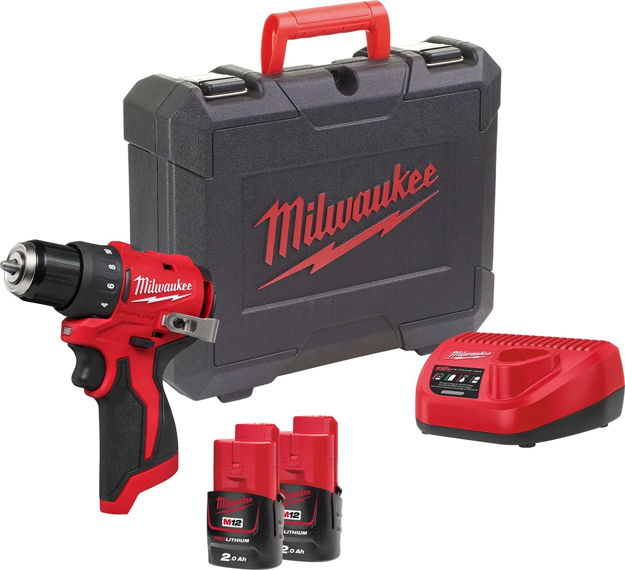 Milwaukee M12 BLDDRC-202C Accu schroefboormachine 12V 2.0Ah in koffer - 4933499686