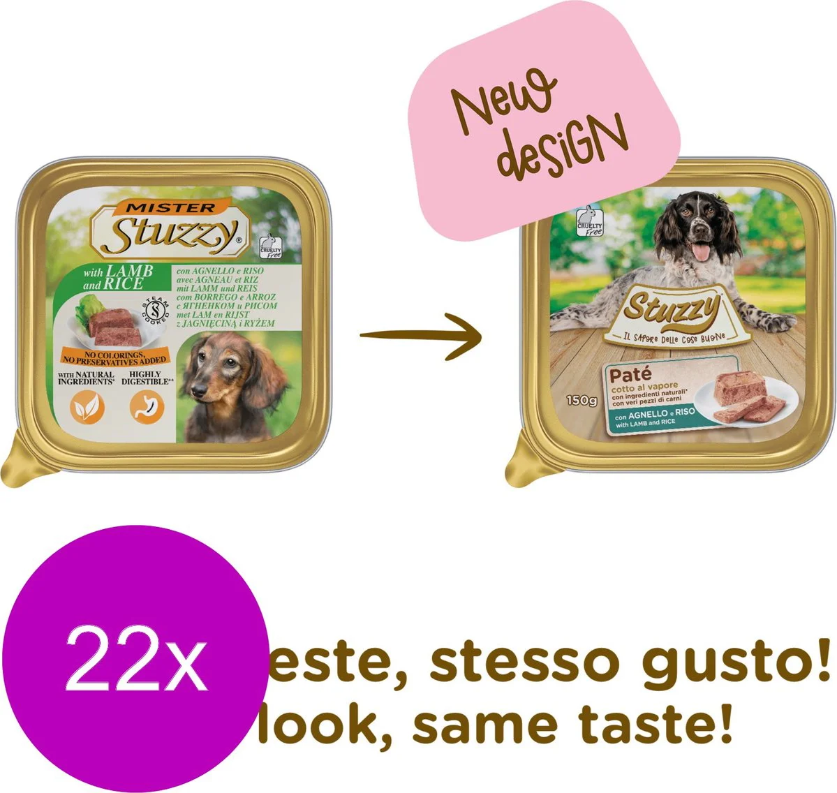 22x Stuzzy Hondenvoer Paté Lam & Rijst 150 gr