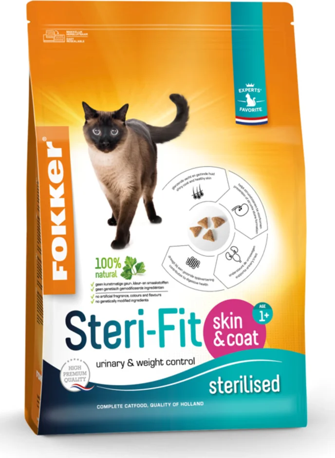 Fokker Steri-Fit Kattenvoer Skin & Coat 10 kg