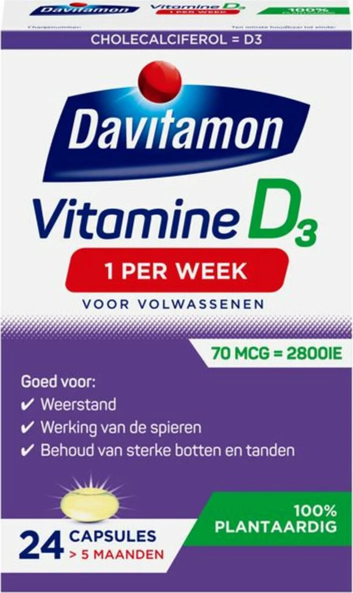 4x Davitamon Vitamine D Vegan 1 Per Week 24 capsules