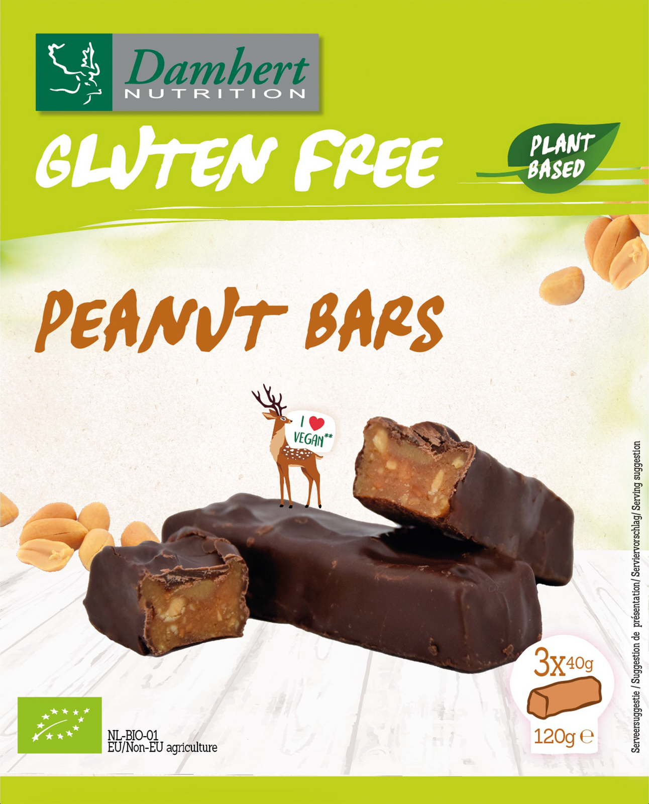 Damhert Gluten Free Peanut Bars Plant Based 120GR