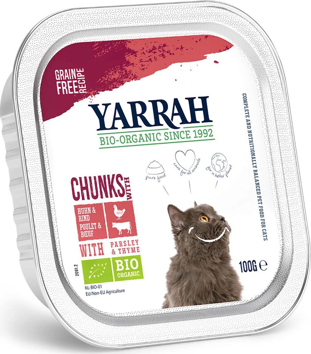 Yarrah Bio Kattenvoer Chunks Kip & Rund 100 gr
