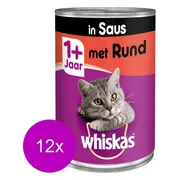 12x Whiskas Blik Adult Brokjes in Saus Rund 400 gr