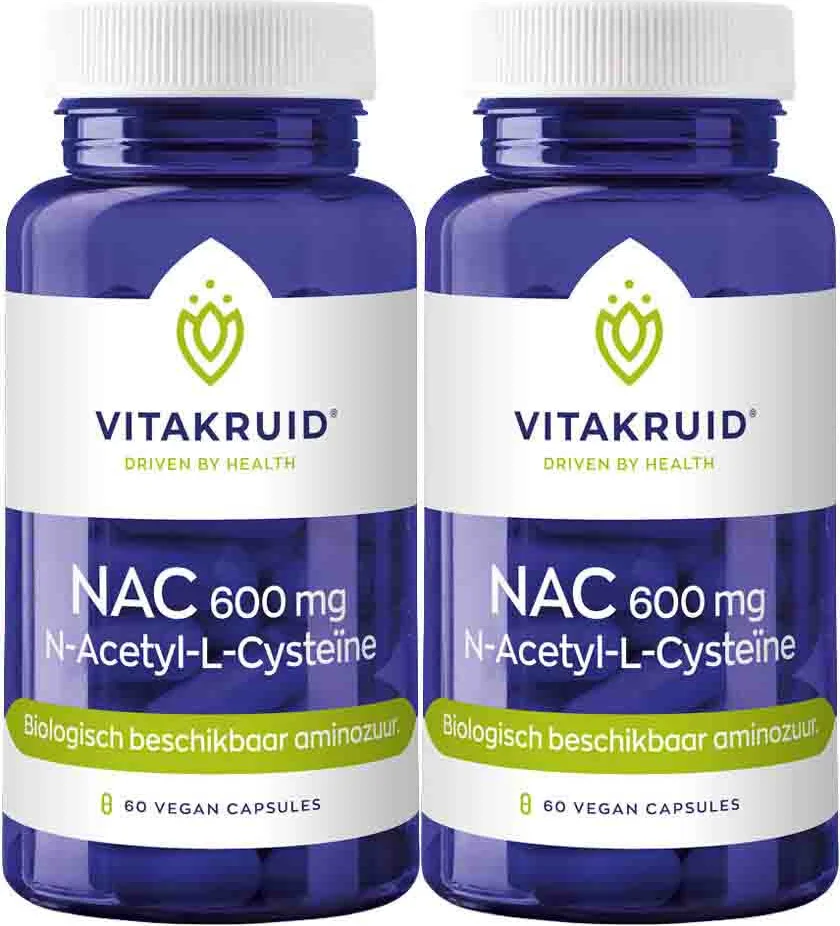 2x Vitakruid NAC 600 mg N-Acetyl-L-Cysteïne 60 vegancapsules