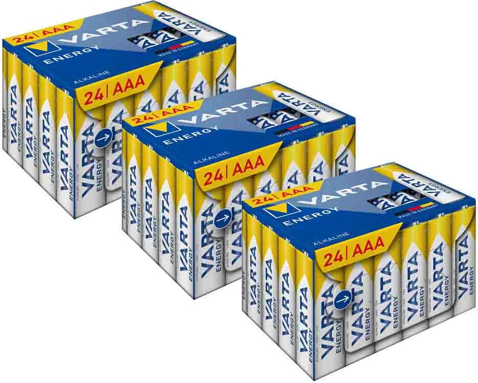 3x Varta Energy AAA Cube Pack 24 stuks