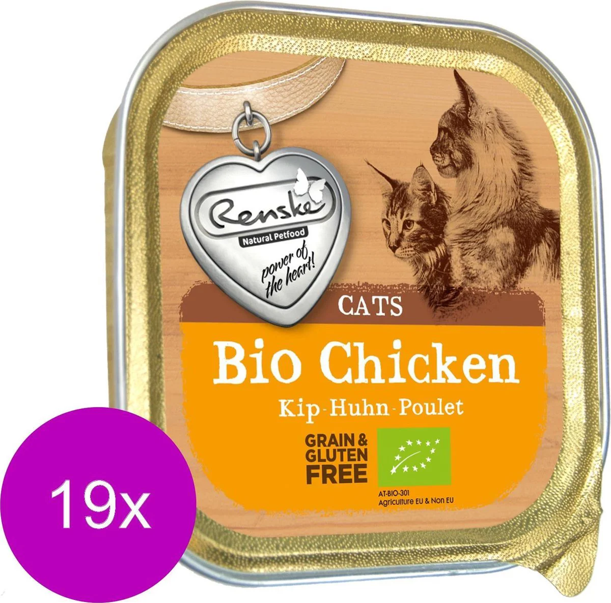 19x Renske Bio Vers Gestoomd Kattenvoer Nat Kip 85 gr