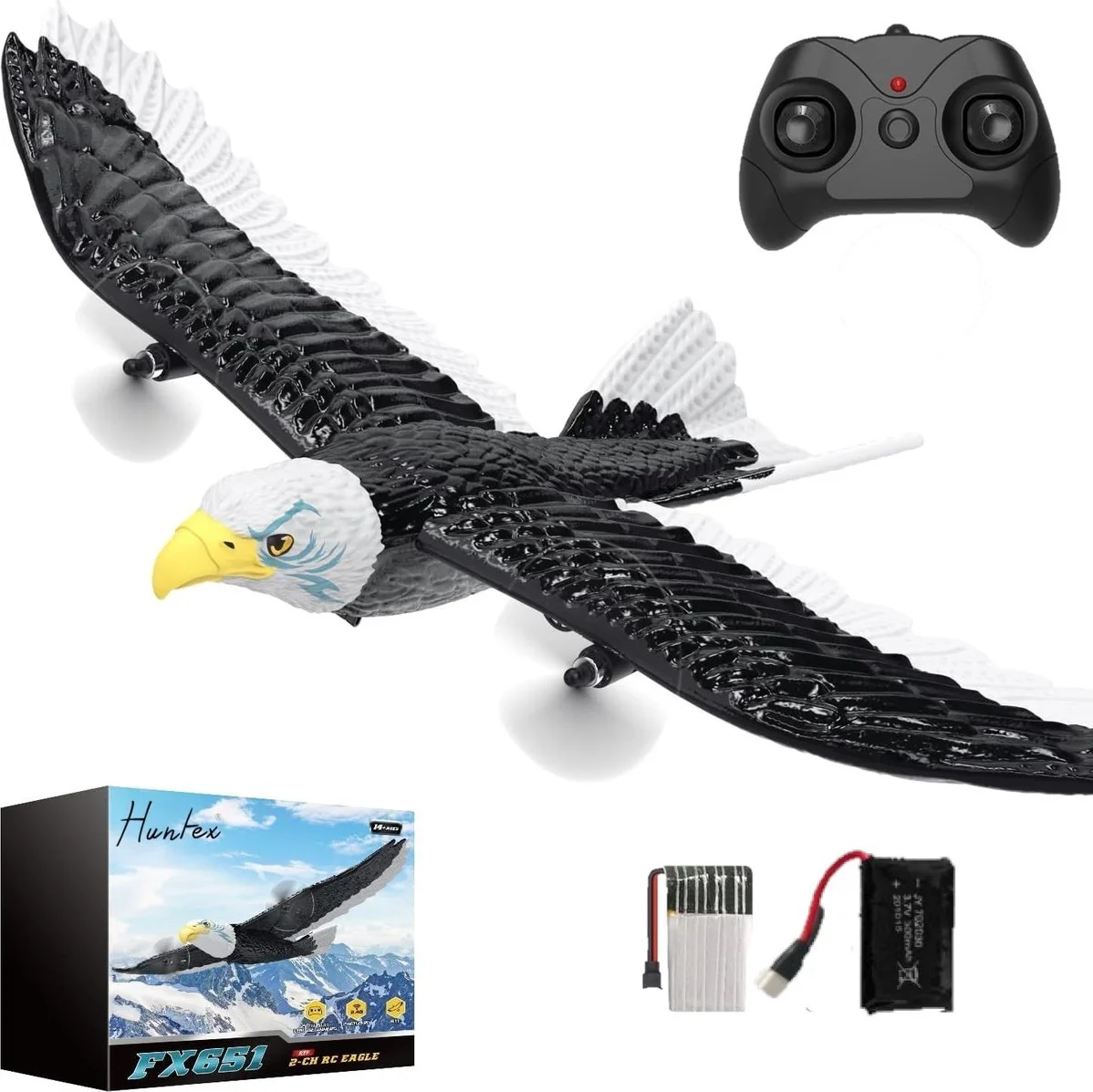 Huntex RC Adelaar – RC Vliegtuig voor Beginners & Volwassenen – Inclusief Extra Accu voor Dubbele Vliegtijd – 2,4 GHz – Duurzaam EPP Materiaal – Vanaf 14 Jaar