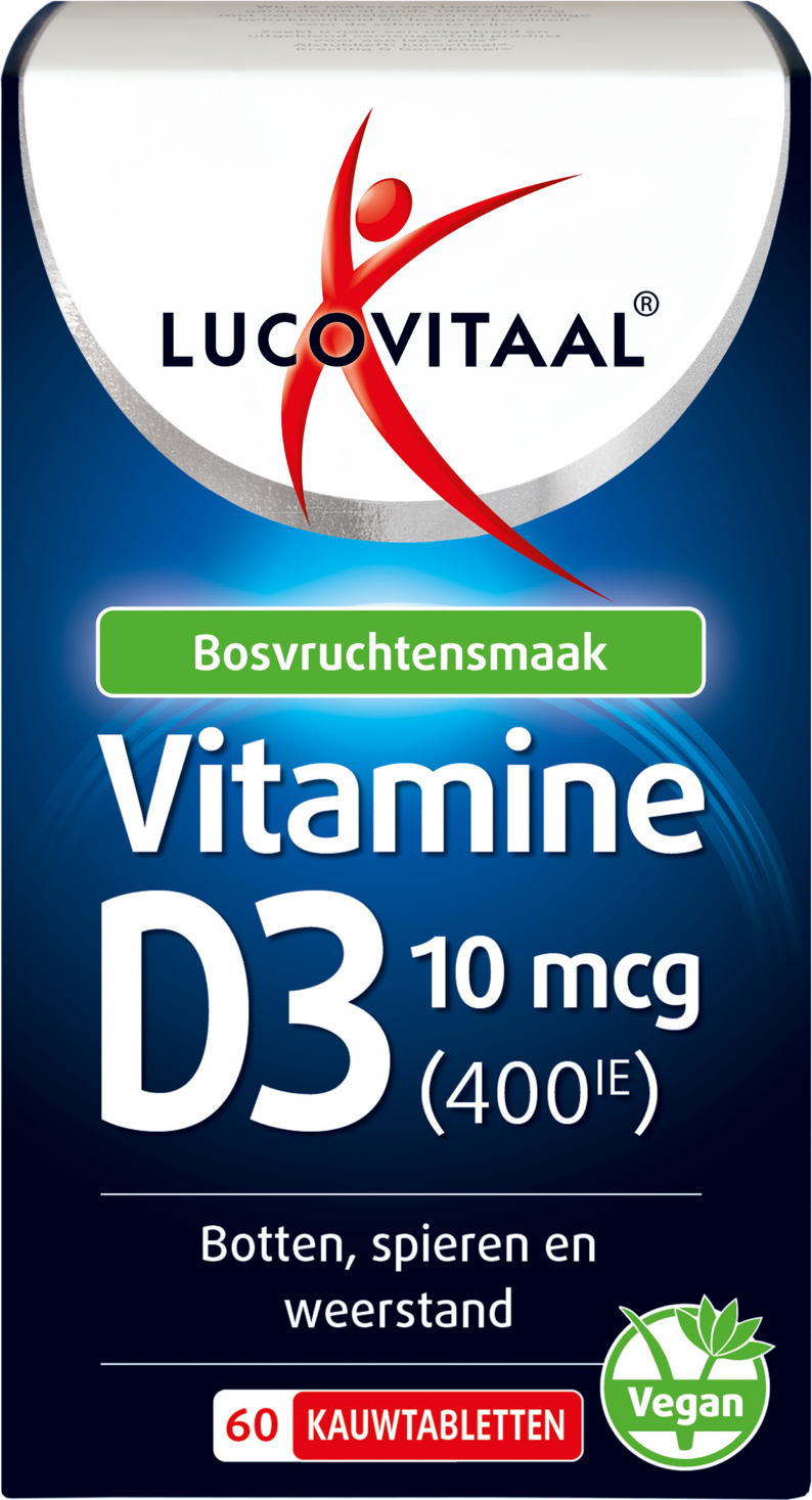 Lucovitaal D3 10 mcg (400Ie) Vitamine Vegan Kauwtabletten 60 kauwtabletten