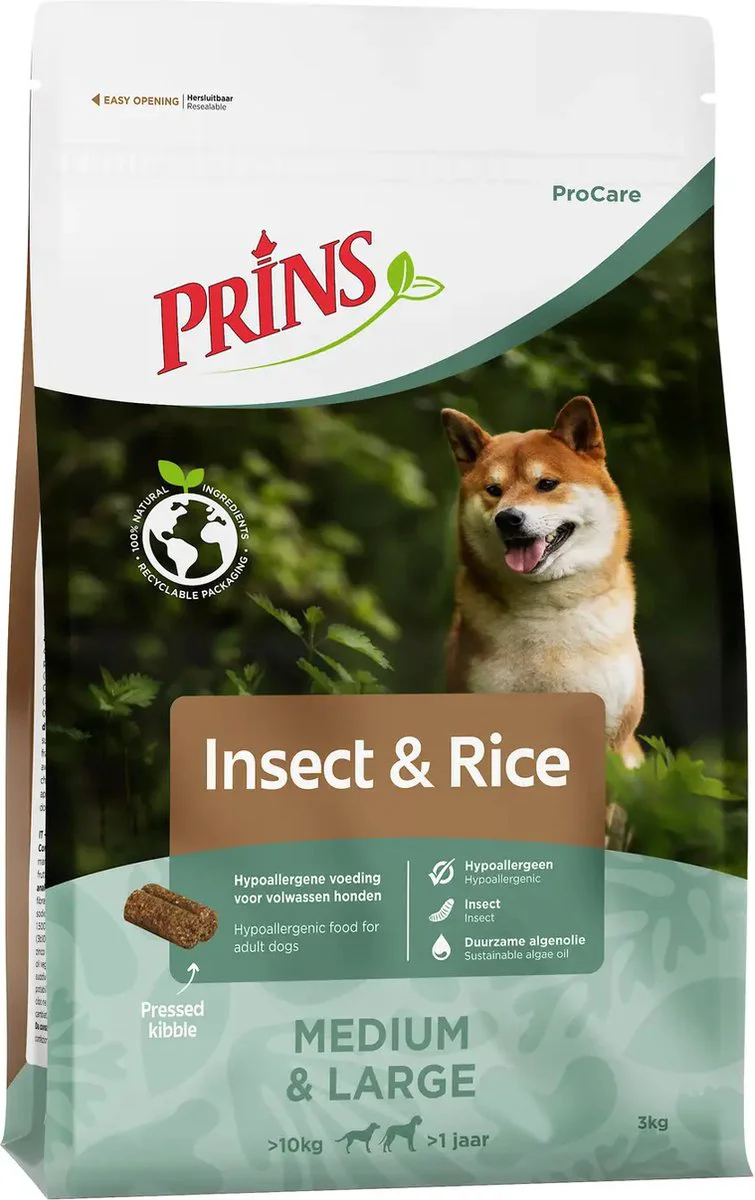 Prins Hondenvoer Droog ProCare Hypoallergeen Insect & Rijst 3 kg