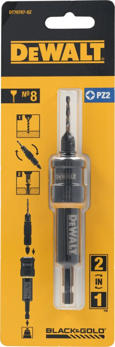 DeWALT DT70787 FLIP & DRIVE: Voorboor, verzinkboor Nr.8 + schroefbit Pz2 + houder